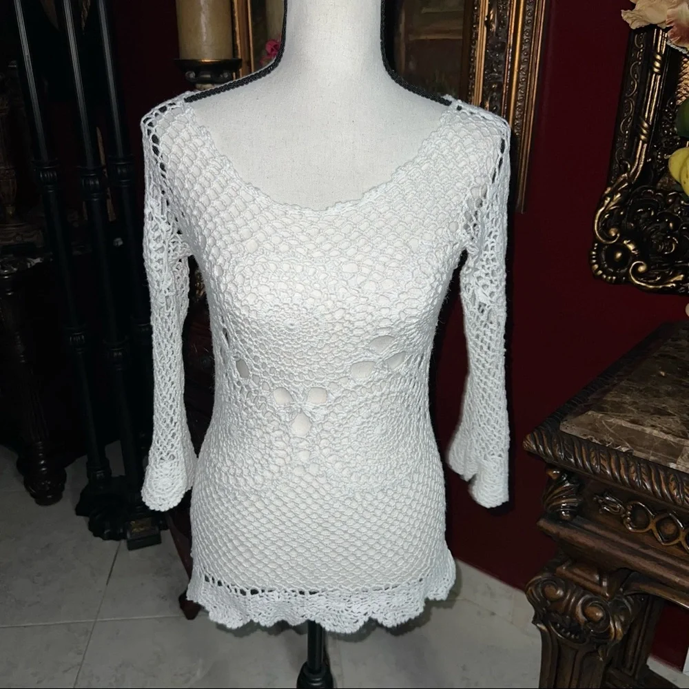 🌸💐💐 White Coverup for summer , long sleeve. Size( L) - Picture 2 of 6